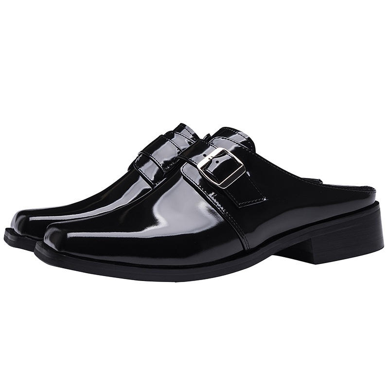 Muške papuče s zatvorenim prstom, gornji dio od kravlje kože, gumena potplata, slip-on, britanski stil