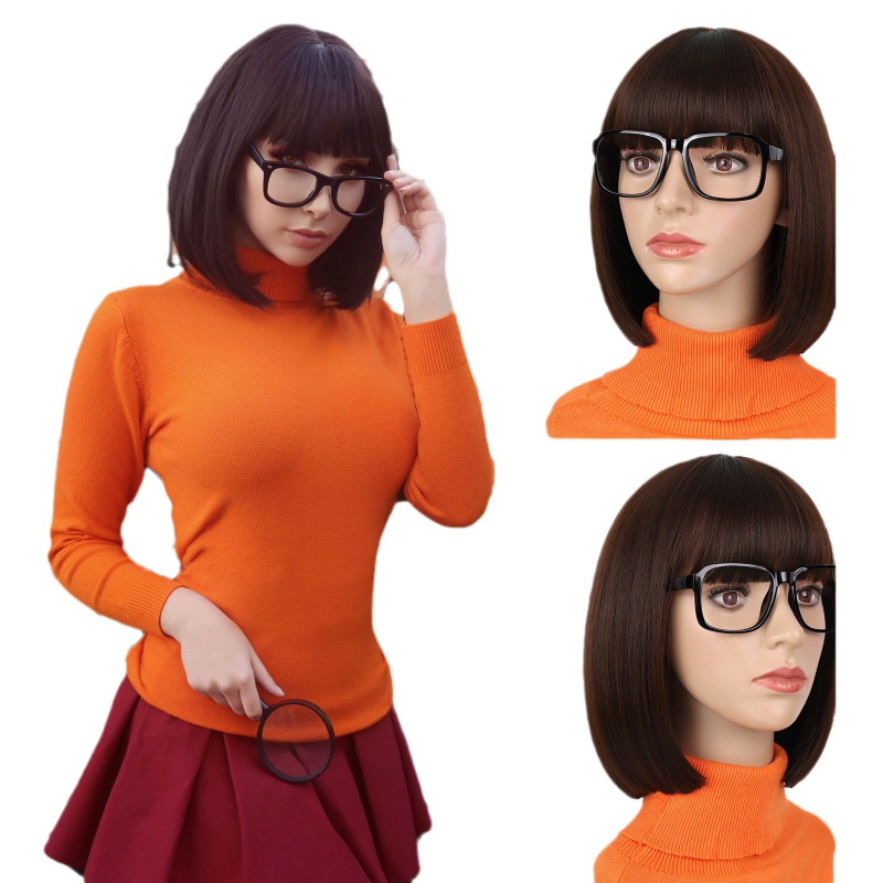 Perika Bob za cosplay — Qi šiške, kratka ravna bob frizura, model 081, domaća svila kosa, mehanička obrada