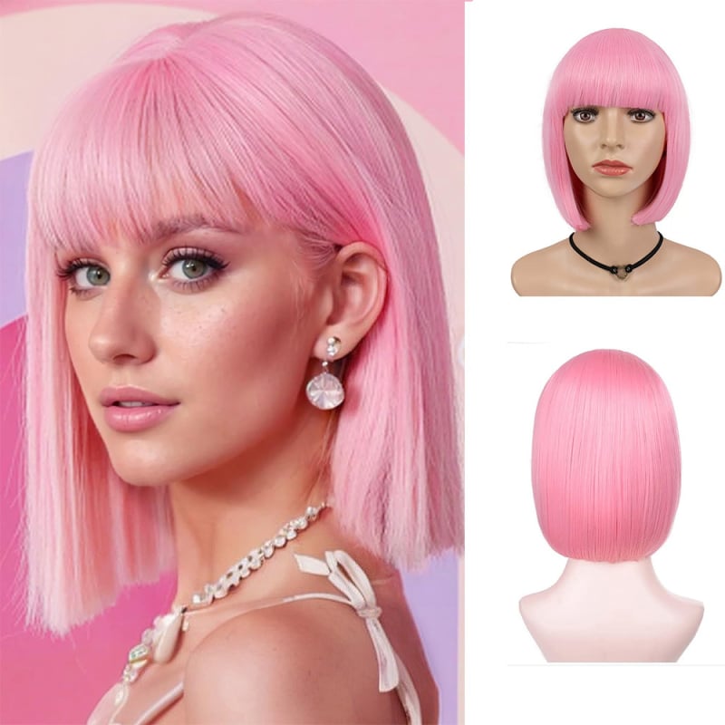Perika Bob za cosplay — Qi šiške, kratka ravna bob frizura, model 081, domaća svila kosa, mehanička obrada