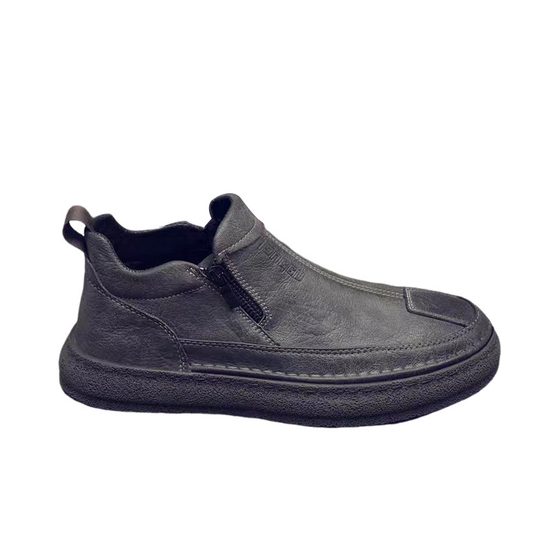 Muške kožne cipele slip-on s gumenom sole, prednji zip, gornji dio od sinteticke kože i uložak od sinteticke kože, povećanje visine