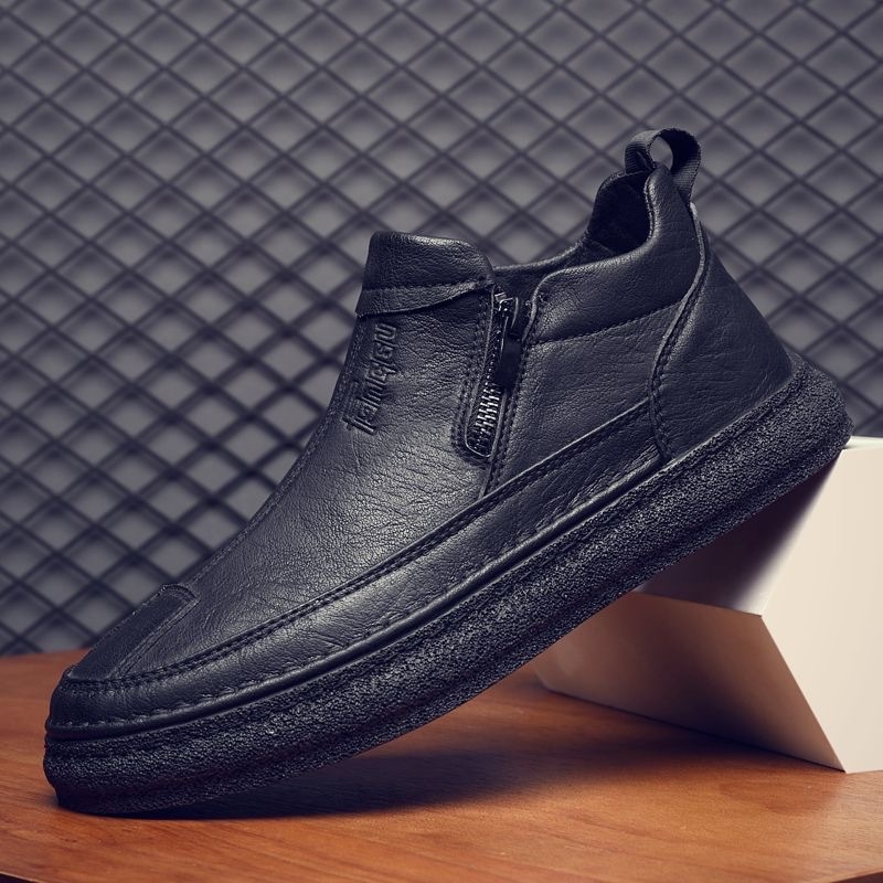 Muške kožne cipele slip-on s gumenom sole, prednji zip, gornji dio od sinteticke kože i uložak od sinteticke kože, povećanje visine
