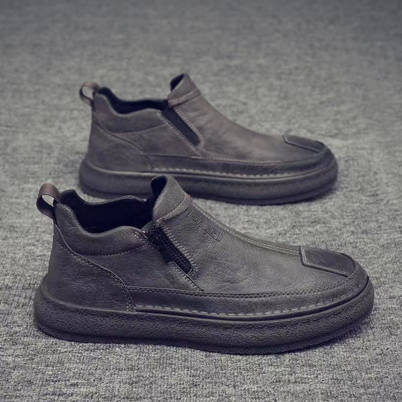 Muške kožne cipele slip-on s gumenom sole, prednji zip, gornji dio od sinteticke kože i uložak od sinteticke kože, povećanje visine