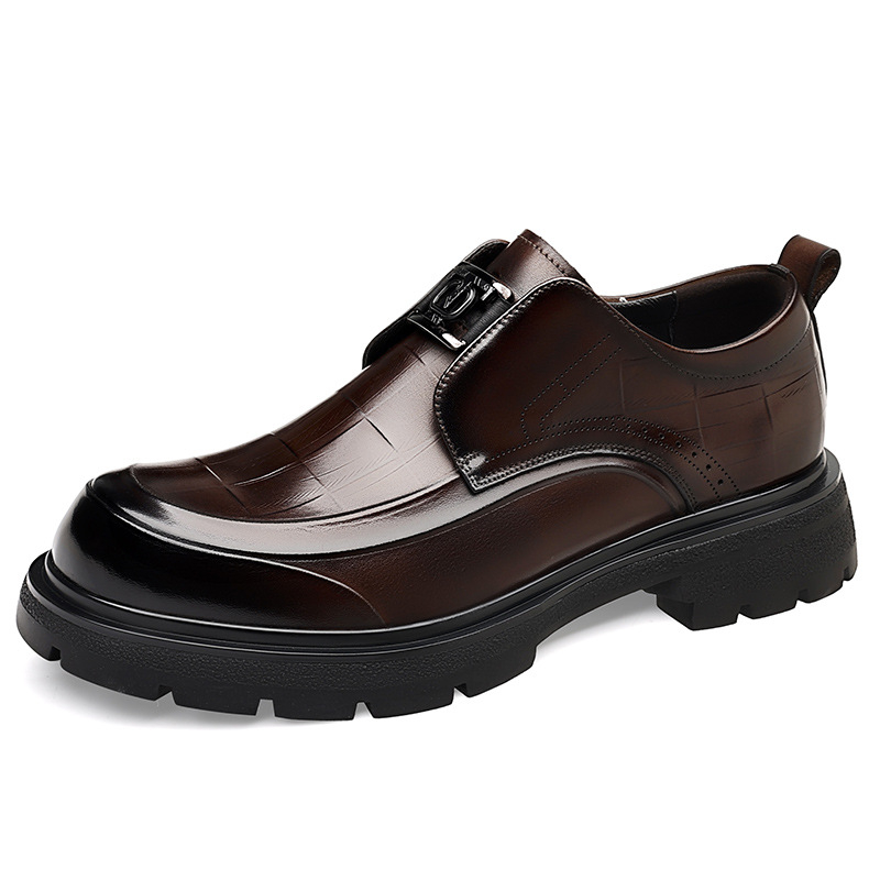 Muške kožne Slip-On cipele za poslovni stil, gornji dio od prve klase teleće kože, podstava od svinjske kože, gumeni potplat, niski gornji dio, okrugli vrh