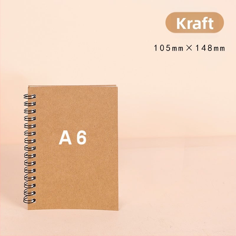Σπιράλ σημειωματάριο από Kraft χαρτί, σειρά Kraft paper, 100 σελίδες, χαρτί 300 g/m², προσαρμοζόμενο