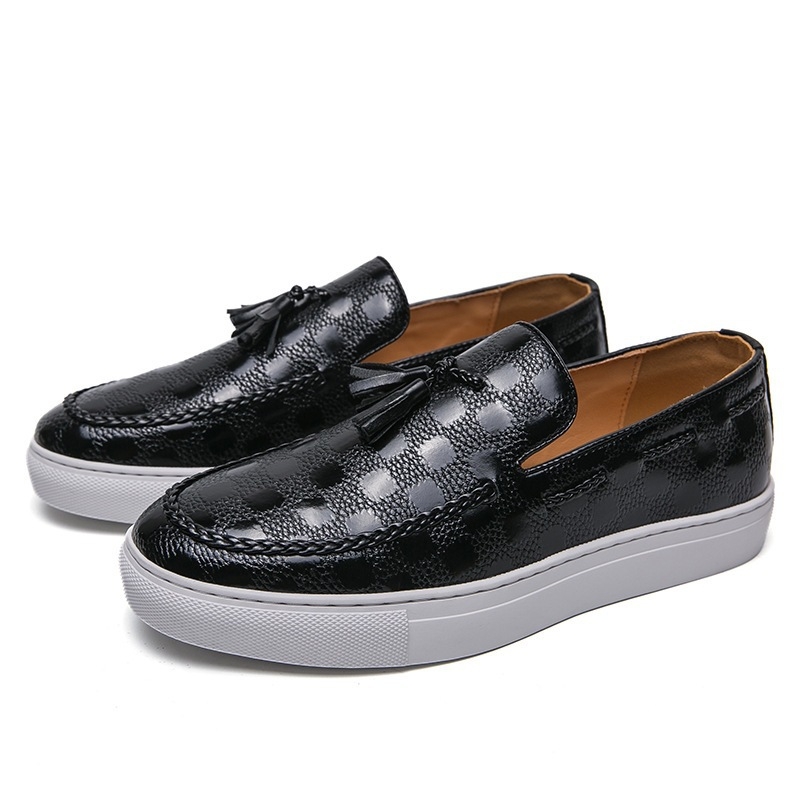 Muške cipele s resicama od umjetne kože, uski špicasti nos, slip-on, gumena potplat, PU podstava, poslovni stil