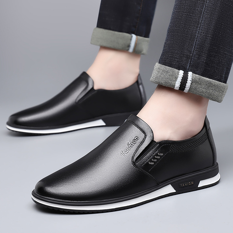 Muški kožni slip-on loaferi s gumom na potplatu, voskano kožu, podstava od svinjske kože, niski potpet 1–3 cm
