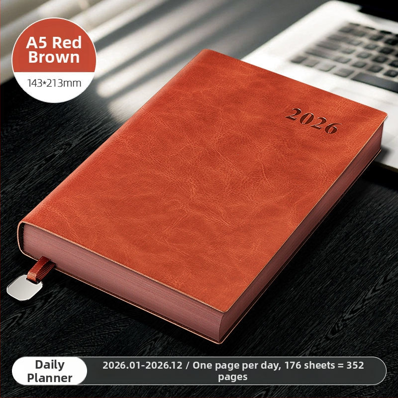 Bilježnica Qindeli s kožnim izgledom, francusko uvez, Dowling papir 80 g/m², 200–300 stranica, poslovni uredski stil