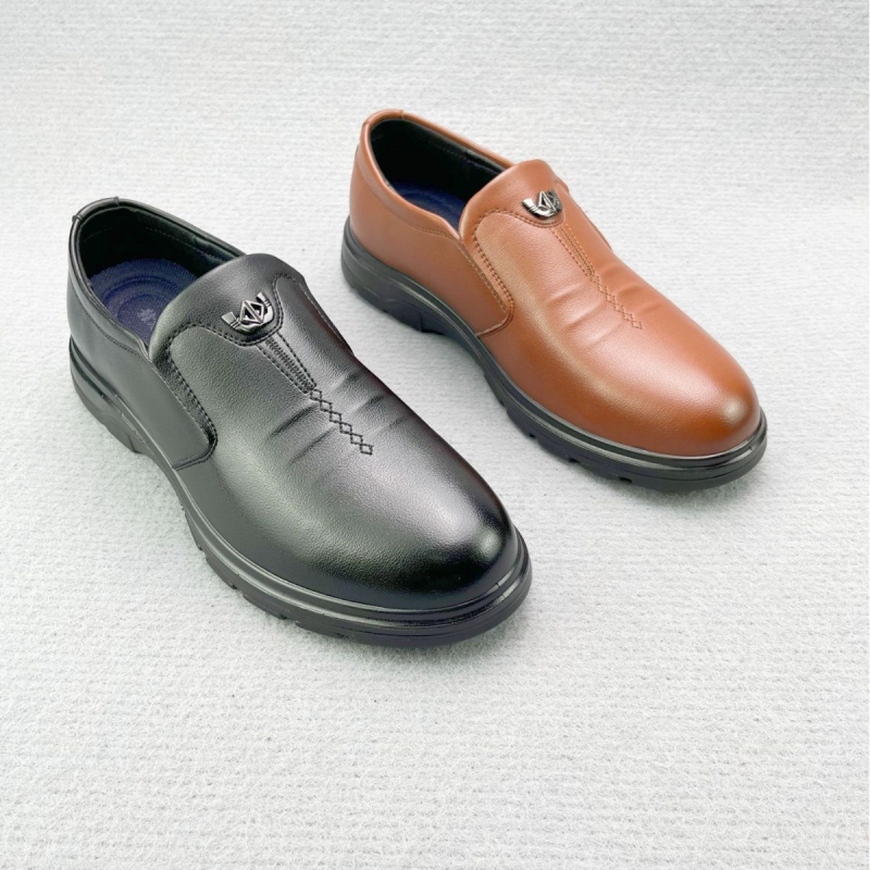 Muške slip-on cipele od PU kože, prugasti uzorak, niski pet 1-3 cm, potplat od PU injekcijski oblikovan