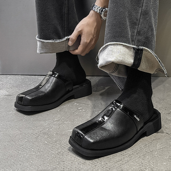 Muške slip-on mule cipele s kvadratnim nosem, gumena potplata, fleksibilan gornji dio, ležerni stil