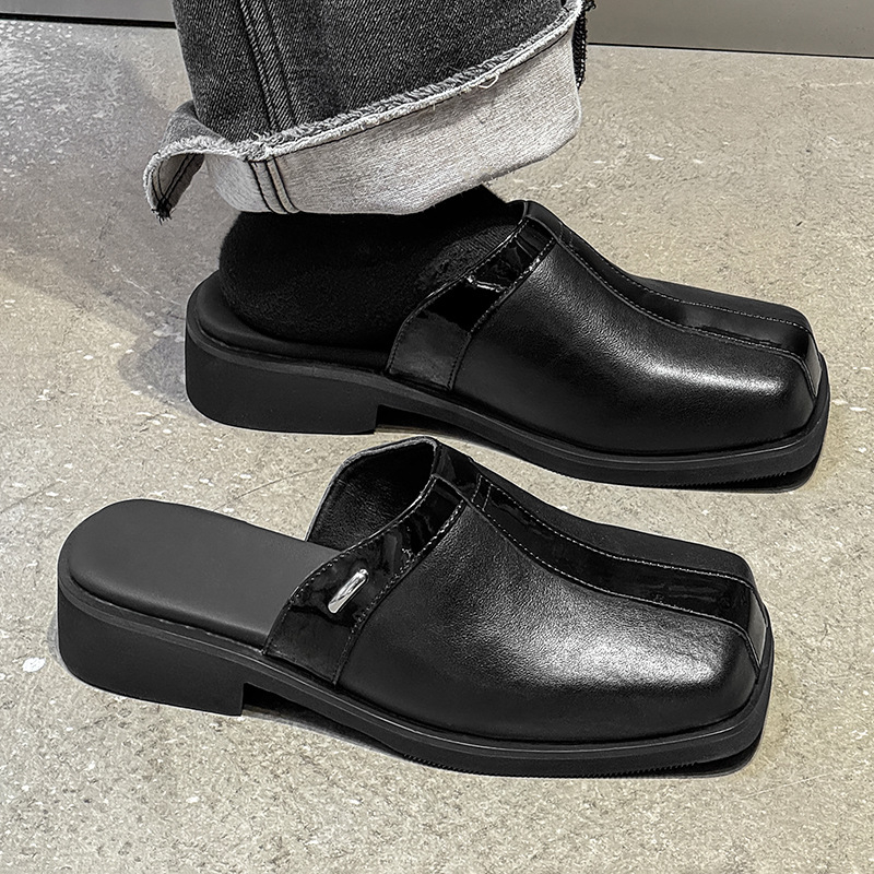 Muške slip-on mule cipele s kvadratnim nosem, gumena potplata, fleksibilan gornji dio, ležerni stil