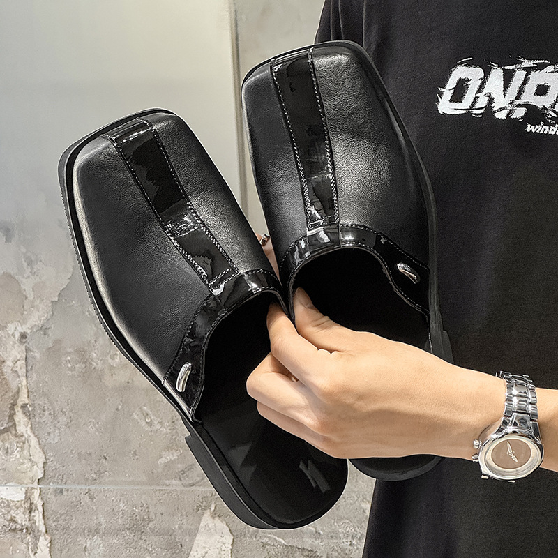 Muške slip-on mule cipele s kvadratnim nosem, gumena potplata, fleksibilan gornji dio, ležerni stil