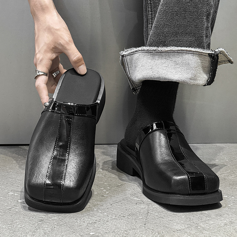 Muške slip-on mule cipele s kvadratnim nosem, gumena potplata, fleksibilan gornji dio, ležerni stil