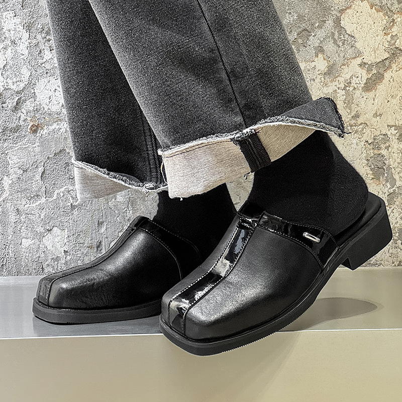 Muške slip-on mule cipele s kvadratnim nosem, gumena potplata, fleksibilan gornji dio, ležerni stil