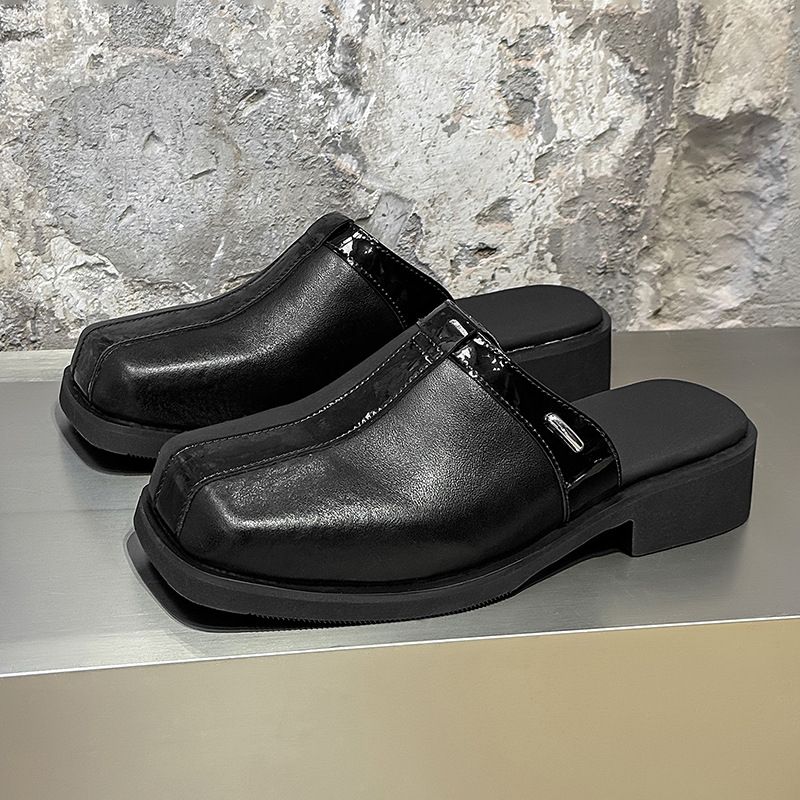 Muške slip-on mule cipele s kvadratnim nosem, gumena potplata, fleksibilan gornji dio, ležerni stil