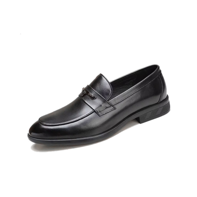 Muški kožni loafers od prve kože, slip-on, uski špicasti nos, niski profil, gumena potplata, prozračni, lagani, protuklizni, poslovno-kancelarijske cipele