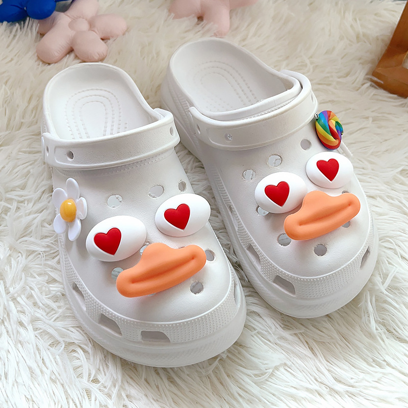 Dekor za cipele s rupama (Crocs stil) – slatko karikaturalno lice, DIY odvojiva kopča, model 1-030, pogodna za sandale i papuče