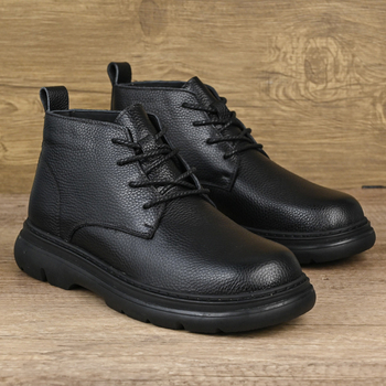 Ghete Martin pentru bărbați, partea superioară din piele, talpă din cauciuc, iarnă, rezistente la uzură, toc în formă de con 3–5 cm