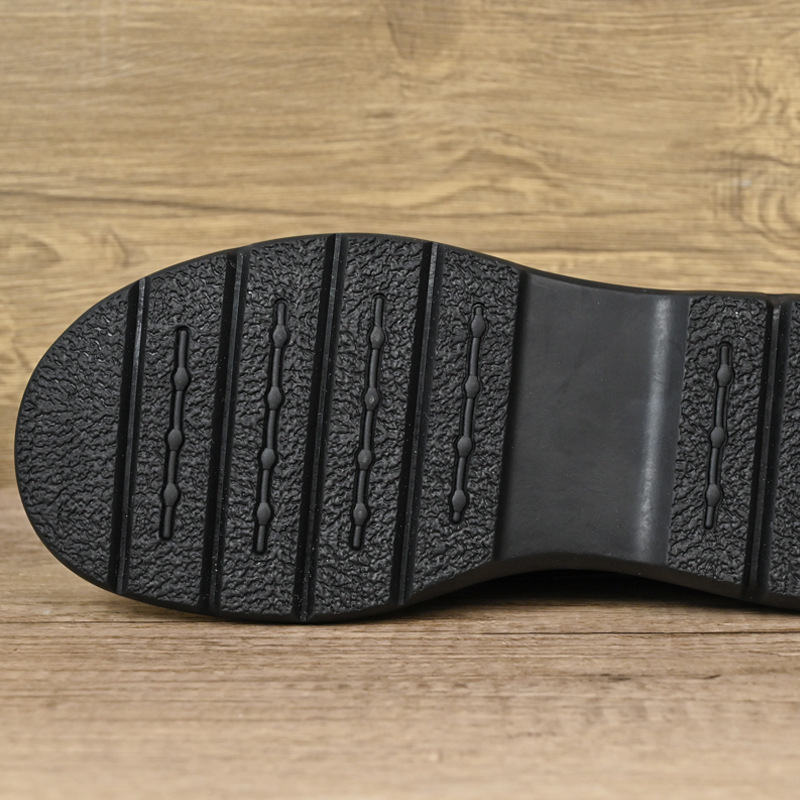 Ghete Martin pentru bărbați, partea superioară din piele, talpă din cauciuc, iarnă, rezistente la uzură, toc în formă de con 3–5 cm