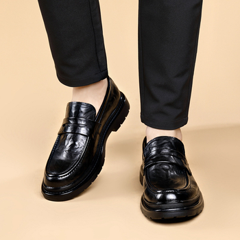 Muške formalne kožne cipele – Slip-On, PU gornji dio, gumena potplata, kožni vrh prsta, prozračan