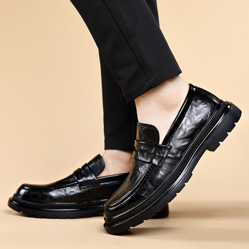 Muške formalne kožne cipele – Slip-On, PU gornji dio, gumena potplata, kožni vrh prsta, prozračan