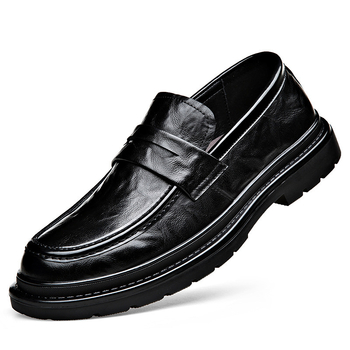Muške formalne kožne cipele – Slip-On, PU gornji dio, gumena potplata, kožni vrh prsta, prozračan