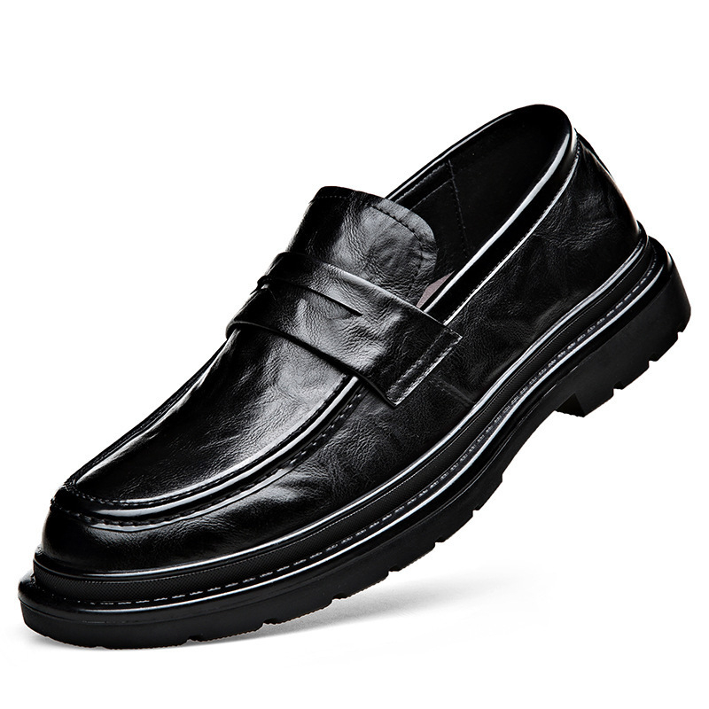 Muške formalne kožne cipele – Slip-On, PU gornji dio, gumena potplata, kožni vrh prsta, prozračan