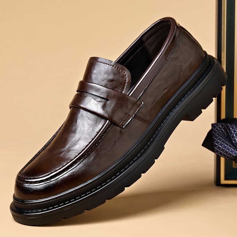 Muške formalne kožne cipele – Slip-On, PU gornji dio, gumena potplata, kožni vrh prsta, prozračan