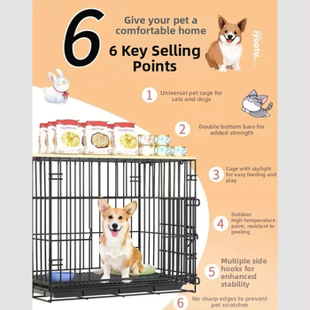 Πτυσσόμενο κλουβί σκύλων με τουαλέτα – παχτό μεταλλικό πλέγμα