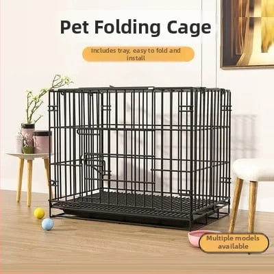 Πτυσσόμενο κλουβί σκύλων με τουαλέτα – παχτό μεταλλικό πλέγμα