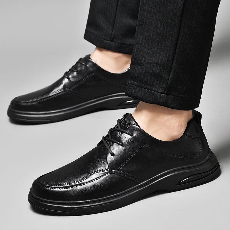 Pantofi casual din piele pentru bărbați, partea superioară din piele de vită de primă calitate, talpă din cauciuc, gleznă joasă, anti-derapant, toamnă 2023