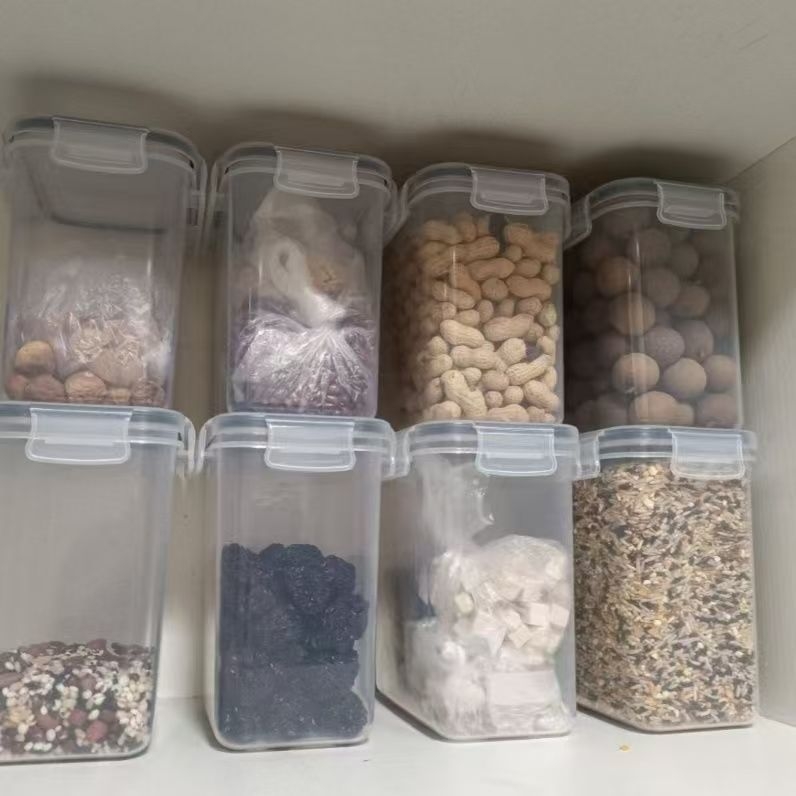 Prozirni plastični četvrtasti spremnik za pohranu, 1–2 L, moderni minimalistički stil