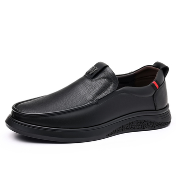 Pantofi casual din piele pentru bărbați, slip-on, partea superioară din piele naturală, respirabili, talpă din cauciuc
