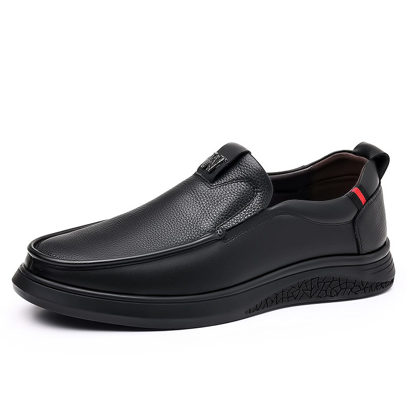 Pantofi casual din piele pentru bărbați, slip-on, partea superioară din piele naturală, respirabili, talpă din cauciuc