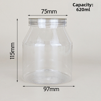 Jogurtová dóza so trapezovým balením, priehľadný PET kontajner, PVC plast, fľaša na dochucovadlá, objem 1000 ml+; balenie: pohár; viečko: priehľadné alebo hliníkové