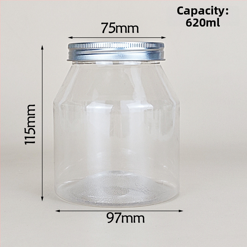 Jogurtová dóza so trapezovým balením, priehľadný PET kontajner, PVC plast, fľaša na dochucovadlá, objem 1000 ml+; balenie: pohár; viečko: priehľadné alebo hliníkové