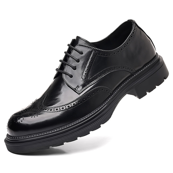 Pantofi Oxford din piele pentru bărbați, cu brogue - partea superioară din piele de vacă de primă clasă, talpă din cauciuc, șireturi, vârf rotund, stil business