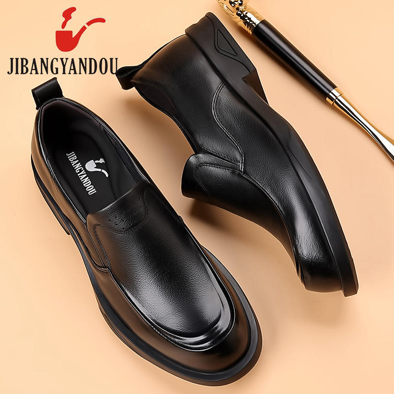 Pantofi casual bărbați din piele de primul strat, căptușeală și branț din piele de porc, talpă din cauciuc, respirabili, antiderapți