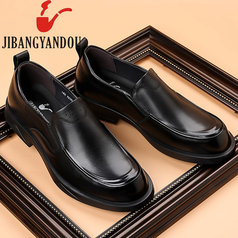 Pantofi casual bărbați din piele de primul strat, căptușeală și branț din piele de porc, talpă din cauciuc, respirabili, antiderapți