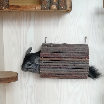 Cuib pentru animale de companie din lemn de măr — tunel din lemn și jucărie cu gaură pentru iepuri și rozătoare; Material: Lemn de măr; Import: Nu; Categoria: Cuib pentru animale de companie