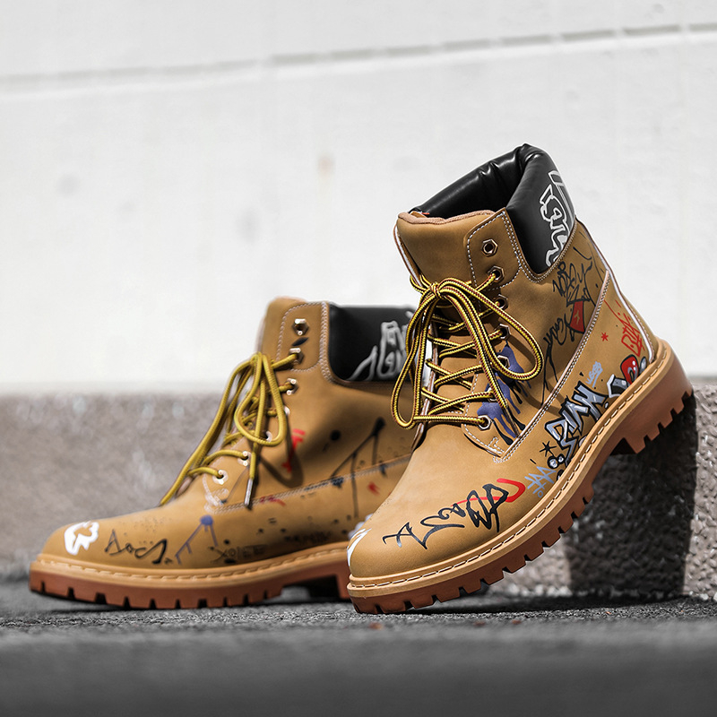 Ghete Martin pentru bărbați, stil vintage, partea superioară din velur, talpă din cauciuc, gât înalt, toc 3–5 cm