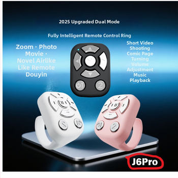 J6PRO Bezdrôtový kruhový ovládač pre selfie so zoomom, Bluetooth, dosah 10 m, Type-C rozhranie, 40mAh batéria