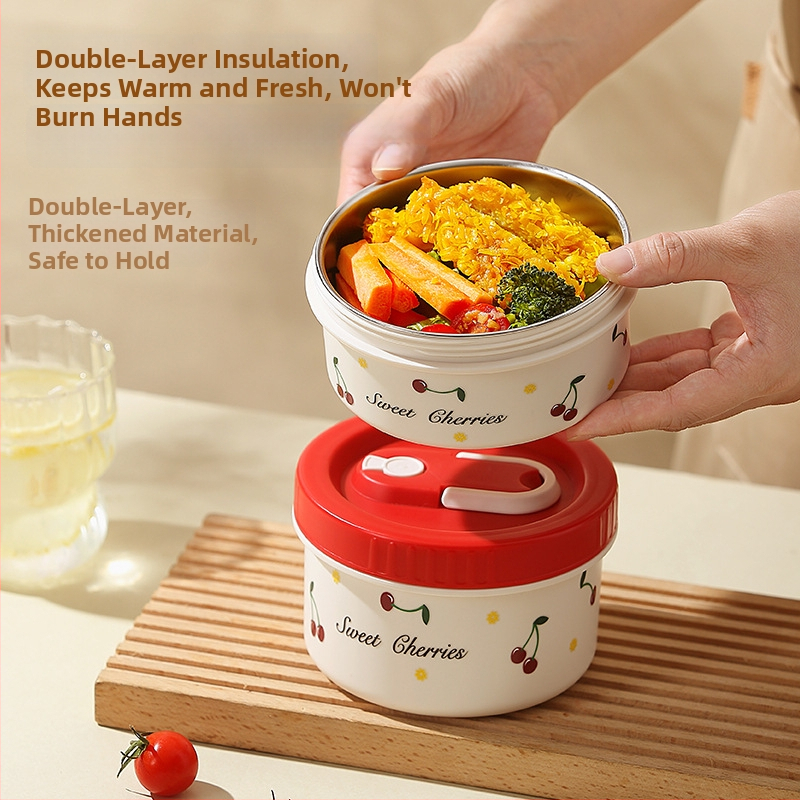 Δοχείο μεσημεριανού από ανοξείδωτο χάλυβα 316 με μόνωση και καπάκι, ασφαλές για φούρνο μικροκυμάτων, στρογγυλό, χωρητικότητα 301–800 ml