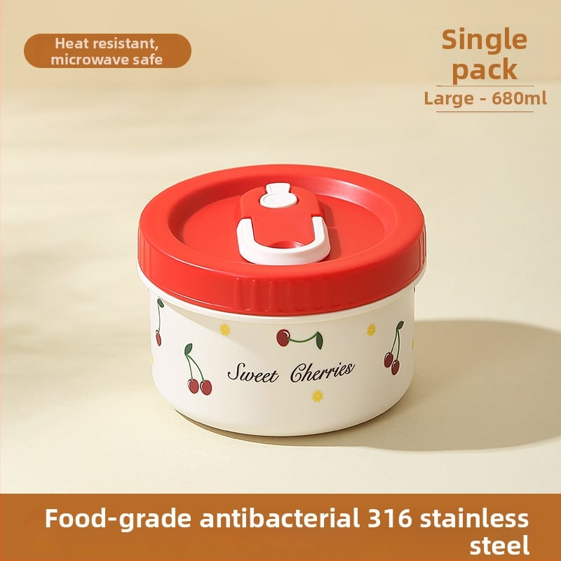 Δοχείο μεσημεριανού από ανοξείδωτο χάλυβα 316 με μόνωση και καπάκι, ασφαλές για φούρνο μικροκυμάτων, στρογγυλό, χωρητικότητα 301–800 ml