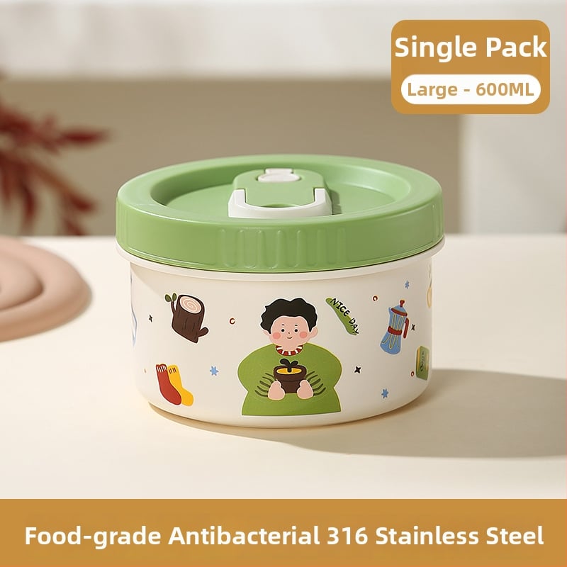Δοχείο μεσημεριανού από ανοξείδωτο χάλυβα 316 με μόνωση και καπάκι, ασφαλές για φούρνο μικροκυμάτων, στρογγυλό, χωρητικότητα 301–800 ml