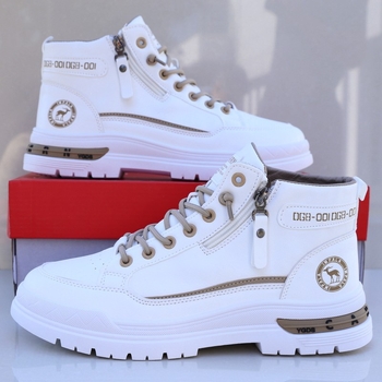 Ghete Martin pentru bărbați, înalte, cu creștere a înălțimii, impermeabile, anti-derapare, PU partea superioară, talpă din cauciuc