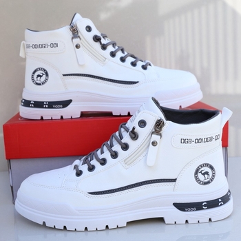 Ghete Martin pentru bărbați, înalte, cu creștere a înălțimii, impermeabile, anti-derapare, PU partea superioară, talpă din cauciuc