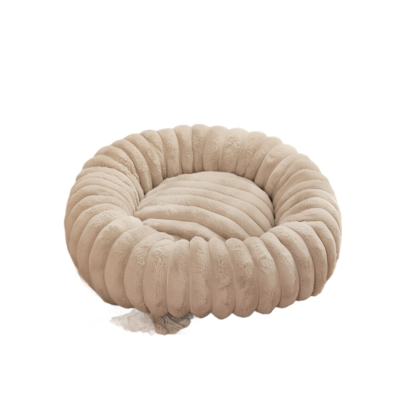 Κύκλινο καταφύγιο για κατοικίδια από γούνα κουνελιού με πλαστικό πυθμένα, κατάλληλο για σκύλους