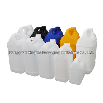 HDPE négyszögletes vegyi tartályok – vastagított falak, korróziónak ellenálló, kapacitások 1–6 L és 10 L