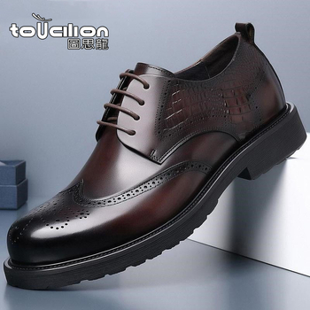 Pantofi din piele pentru bărbați - Casual Business, Vârf ascuțit, Partea superioară din piele de vită, talpă din cauciuc, gleznă joasă, respirabili, impermeabili, rezistenți la abraziune