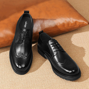 Pantofi din piele pentru bărbați - Casual Business, Vârf ascuțit, Partea superioară din piele de vită, talpă din cauciuc, gleznă joasă, respirabili, impermeabili, rezistenți la abraziune